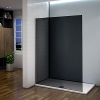 Aica 100x200cm paroi de douche grise, pare-douche foncée, paroi fixe teintée,douche à l'italienne avec barre de fixation extensible,8mm verre Aica 100x200cm paroi de douche grise, pare-douche foncée, paroi fixe teintée,douche à l'italienne avec barre de fixation extensible,8mm verre