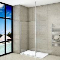 Paroi de douche 140x200cm en 8mm verre anticalcaire et livré une barre de fixé à plafond Paroi de douche 140x200cm en 8mm verre anticalcaire et livré une barre de fixé à plafond