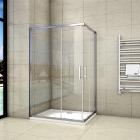 Cabine de douche 76x80x195cm en 6mm verre anticalcaire porte de douche coulissante l'ccès d'angle Cabine de douche 76x80x195cm en 6mm verre anticalcaire porte de douche coulissante l'ccès d'angle