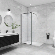 AICA paroi de douche noire 100x200cm en 8mm verre anticalcaire avec barre de fixation extensible en cylindrique AICA paroi de douche noire 100x200cm en 8mm verre anticalcaire avec barre de fixation extensible en cylindrique