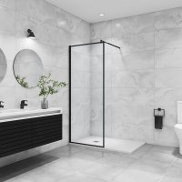 AICA paroi de douche noire 100x200cm en 8mm verre anticalcaire avec barre de fixation extensible en cylindrique AICA paroi de douche noire 100x200cm en 8mm verre anticalcaire avec barre de fixation extensible en cylindrique