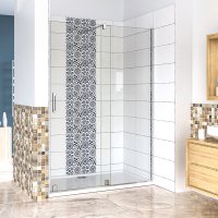 AICA 140cm porte de douche coulissante H 190cm en 8mm verre anticalcaire installation en niche AICA 140cm porte de douche coulissante H 190cm en 8mm verre anticalcaire installation en niche