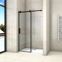 AICA porte de douche coulissante 120x200cm porte de douche coulissante noir en 8mm verre anticalcaire AICA porte de douche coulissante 120x200cm porte de douche coulissante noir en 8mm verre anticalcaire