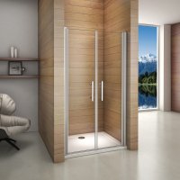 Aica porte de douche pivotante 800x1970mm pivotante à 180° 6mm verre anti-calcaire installation en niche porte de douche Aica porte de douche pivotante 800x1970mm pivotante à 180° 6mm verre anti-calcaire installation en niche porte de douche