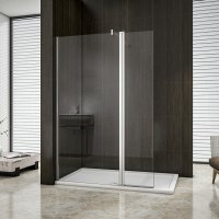 AICA paroi de douche pivotante 90x200cm+40x200cm paroi latérale à l'italienne avec un retour AICA paroi de douche pivotante 90x200cm+40x200cm paroi latérale à l'italienne avec un retour