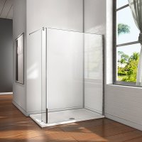 AICA Paroi de douche 140x200cm avec retour fixe douche à l'italienne AICA Paroi de douche 140x200cm avec retour fixe douche à l'italienne