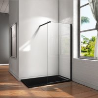 Paroi de douche 90x200cm en noire mat paroi à l'italienne en 8mm verre anticalcaire livré avec une barre de fixation extensible en noire mat Paroi de douche 90x200cm en noire mat paroi à l'italienne en 8mm verre anticalcaire livré avec une barre de fixation extensible en noire mat